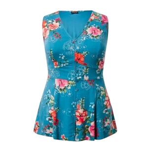 TORRID Rayon Slub Button Up With Waist Detail Tank